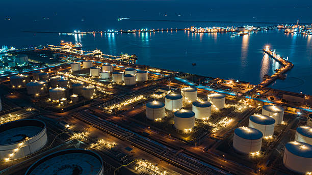 Engineer at terminal at sunset